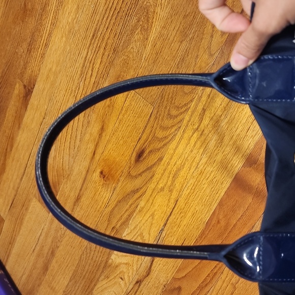 Tory Burch Ella patent nylon tote bag in navy - Picture 8 of 13